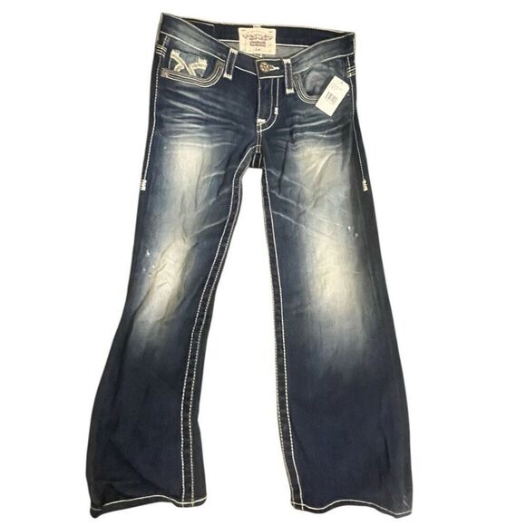 Big Star by Buckle Liv Distressed Straight Faded Low Rise Western  Studded Back - Picture 1 of 10